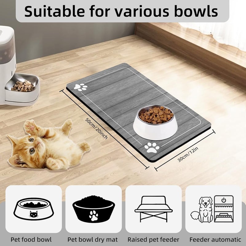 IIDEA Food and Water Bowl Mat for Dog Cat, 20 x 12 inches Waterproof Non-Slip Absorbent Pet Feeding Matt Placemat - Image 2